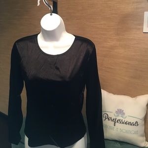 Black Silky Long Sleeve Top